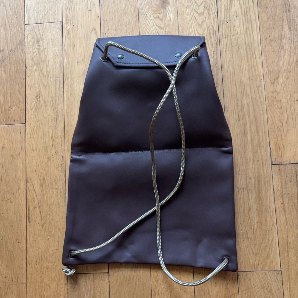 Black Vegan Leather Drawstring Backpack - image 6